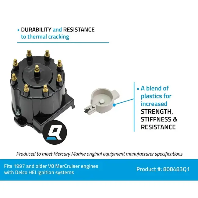 Mercury/Quicksilver Distributor Cap & Rotor Kit for MerCruiser, Crusader, Volvo Penta, etc. GM V-8 w/ Delco EST Ignition