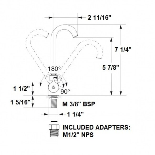 Scandvik Folding Mixer with High Reach Spout