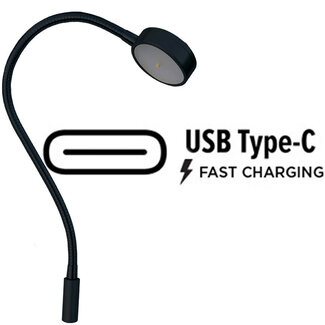 Mantagua GLENAN Chart table lamp - Black color - Vertical mount - USB C - Warm white (10W) & red (5W) with DIMMER