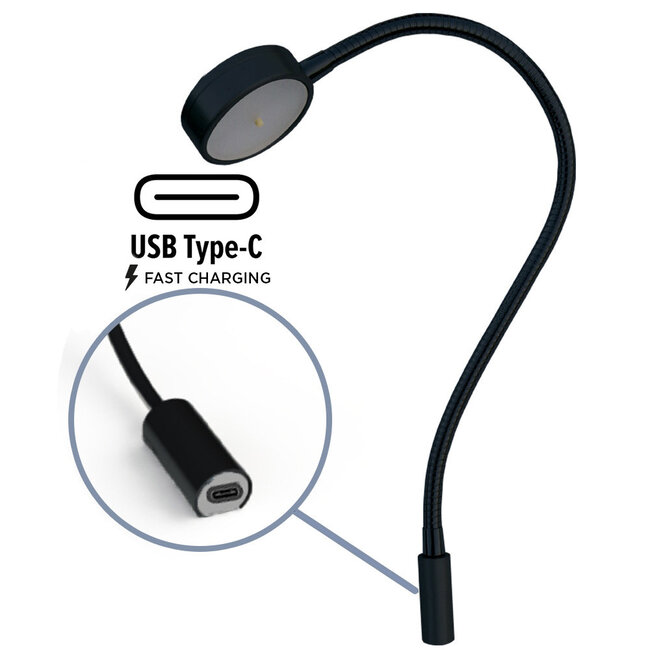 Mantagua GLENAN Chart table lamp - Black color - Vertical mount - USB C - Warm white (10W) & red (5W) with DIMMER