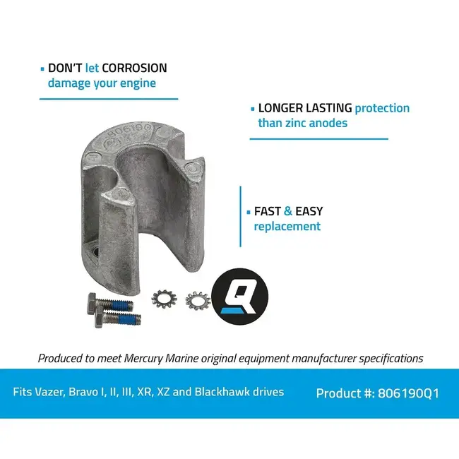 Mercury/Quicksilver 806190Q1 Aluminum Anode for Bravo Drive Trim Cylinder for Bravo