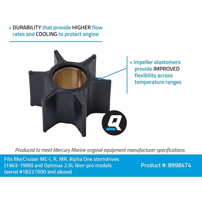 Mercury/Quicksilver 89984T4 Water Pump Impeller for Optimax 2.5L, Alpha One