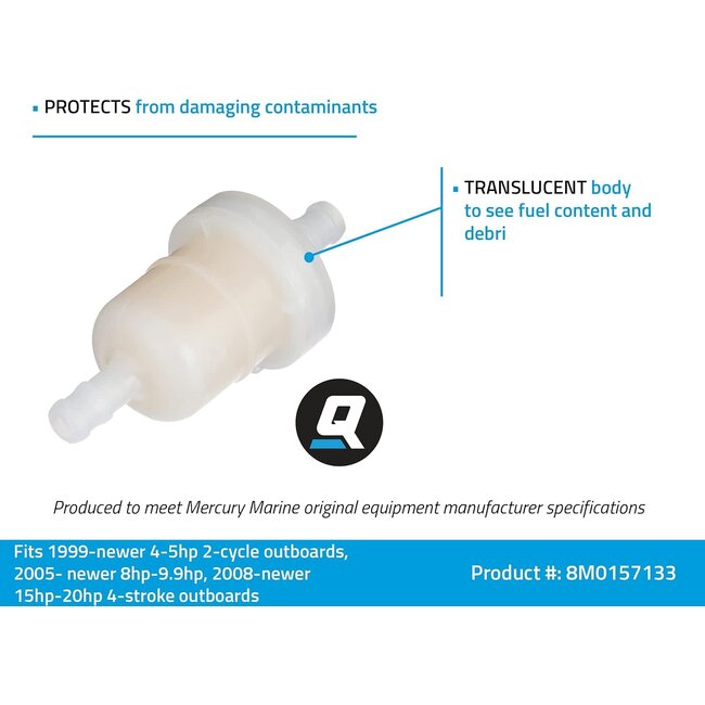 Mercury/Quicksilver 8M0157133 In-Line Fuel Filter 4-20 HP