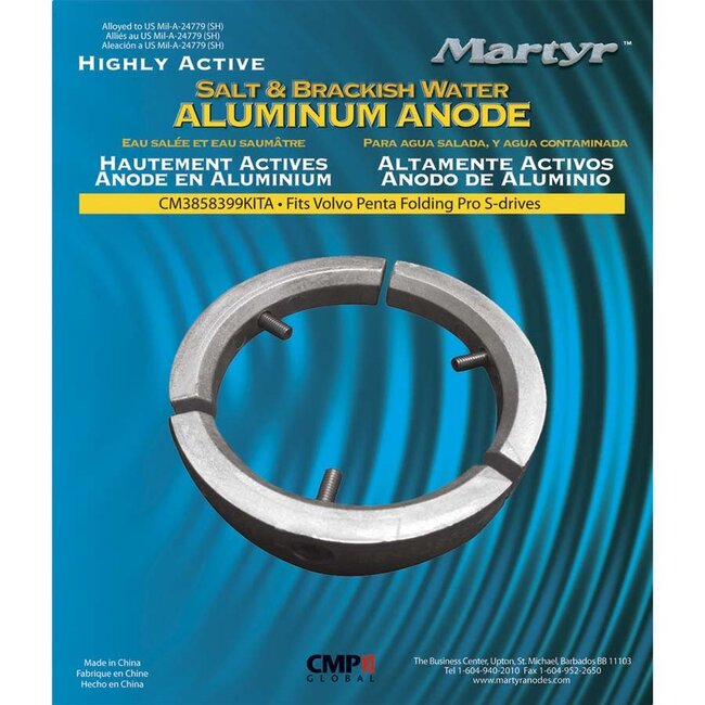 Martyr Anodes Volvo Penta Anode Kit Magnesium for Fresh Water | Fits Volvo Folding Prop 3-blade Engine D2-55A, B, C, D, E, F
