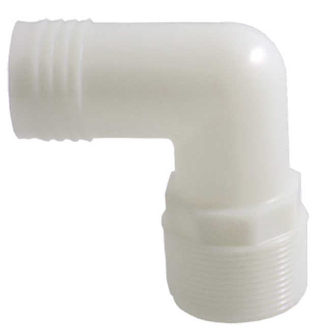 Plumbing & Fixtures 90° 1" PT to 1" Hose Adaptor White Nylon