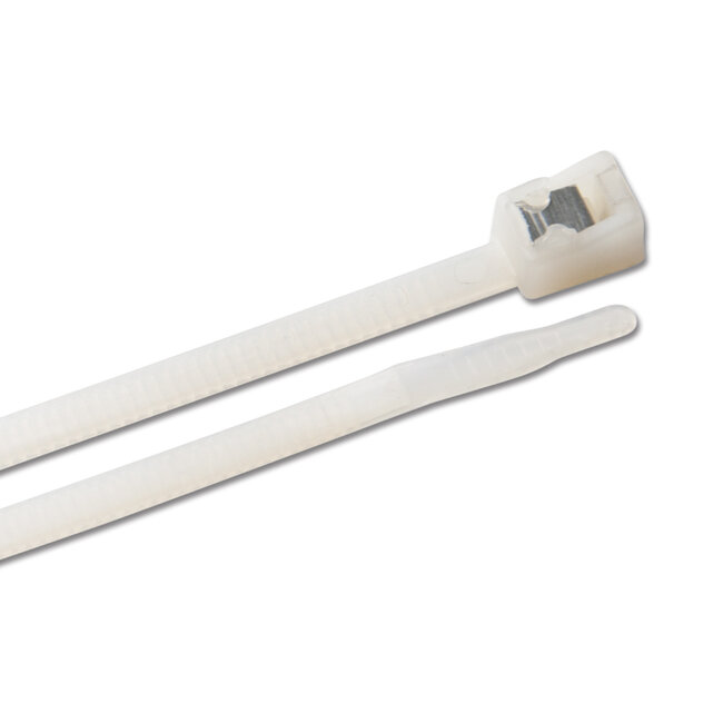 Cable Tie, Self-Cutting, 8", Natural, 50pc