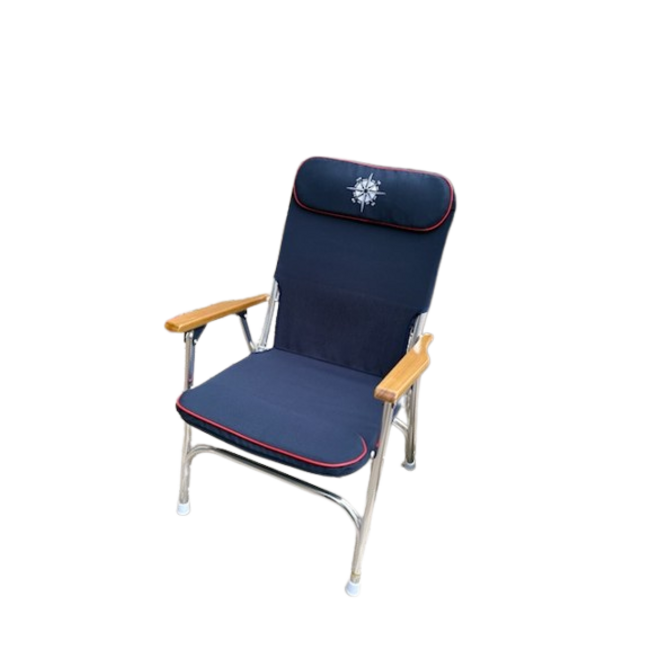 Navy Blue Padded High Back Deck Chair