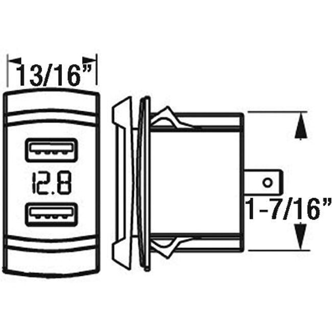Double USB Rocker Switch/Voltmenter