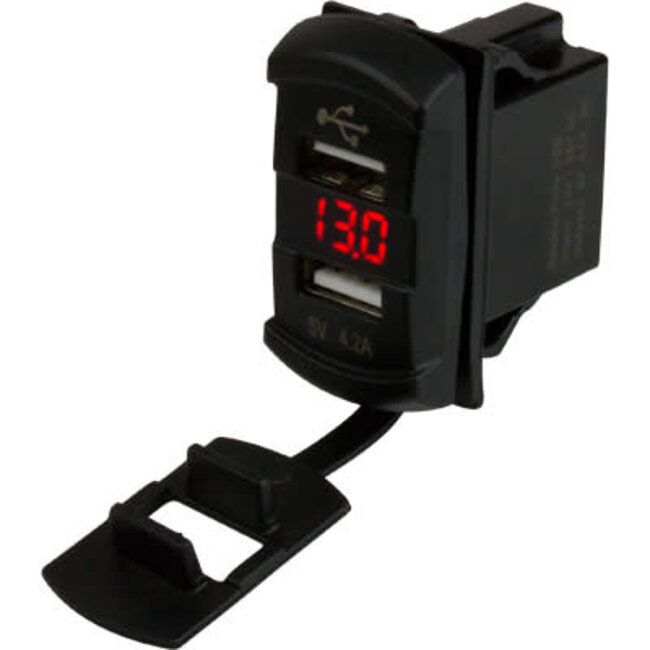 Double USB Rocker Switch/Voltmenter