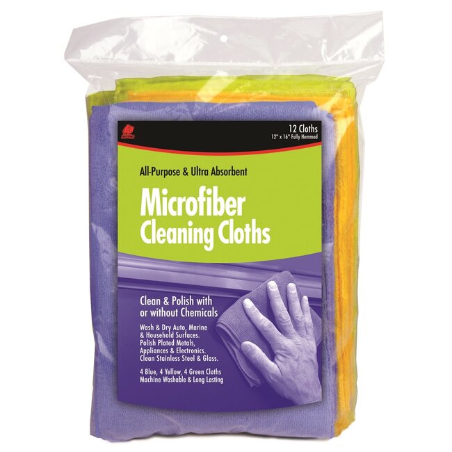 Buffalo Microfiber Cloths 12" x 16" (4 ea. Of Blue, Green, Yellow) 12pk
