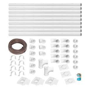 Central installation kit 3 white outlets, 48' of pipes FT3003W48