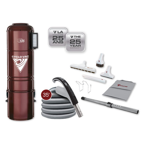 Cyclovac CycloVac H725 Central Vacuum - Small Size - with Super Luxe Accessory Kit and 35 ft Hose CYOF35XX Cyclovac CycloVac H725 Central Vacuum - Small Size - with Super Luxe Accessory Kit and 35 ft Hose CYOF35XX