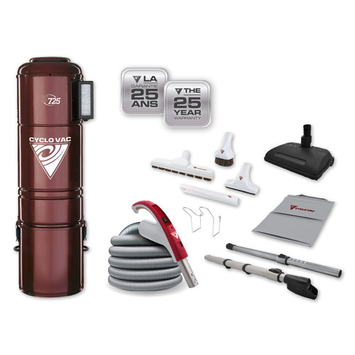 Cyclovac CycloVac H725 Central Vacuum - Small Size - with Accessory Kit and 35 ft Electric Hose + Airstream Broom
