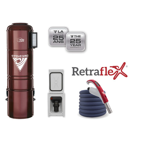 Cyclovac CycloVac H725 central vacuum - Small size - + 1 kit with 40-foot Retraflex hose Cyclovac CycloVac H725 central vacuum - Small size - + 1 kit with 40-foot Retraflex hose