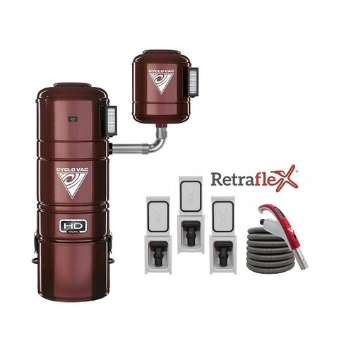 Cyclovac CycloVac vacuum cleaner 2 motors + 3 Retraflex kits + 60' hose