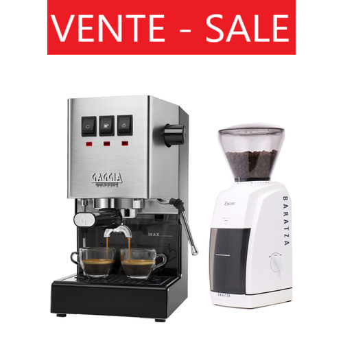Gaggia Gaggia Classic Pro Stainless Steel + Baratza Encore White Grinder Bundle Gaggia Gaggia Classic Pro Stainless Steel + Baratza Encore White Grinder Bundle