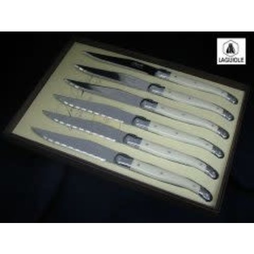 Laguiole White ivory knife set