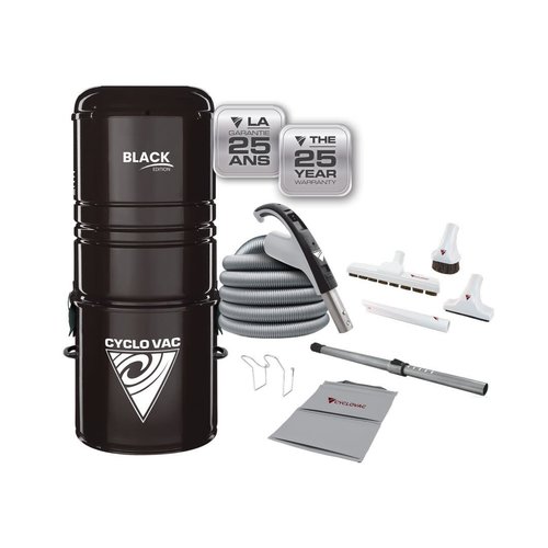 Cyclovac Aspirateur central CycloVac Black Edition / 700 AW + Kit d'accessoires et boyau de 35 pieds