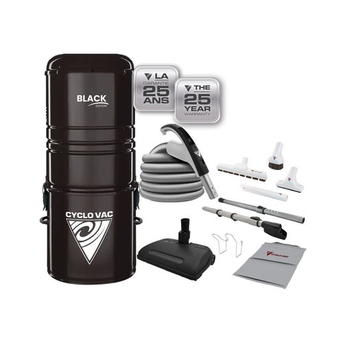 Cyclovac Aspirateur central CycloVac Black Edition / 700 AW + Kit d'accessoires et boyau de 35 pieds avec balai électrique Airstream Cyclovac Aspirateur central CycloVac Black Edition / 700 AW + Kit d'accessoires et boyau de 35 pieds avec balai électrique Airstream