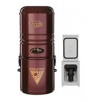 Combo Rétraflex - Aspirateur central CycloVac GS125 avec 1 prise Rétraflex avec couvre-boyau comprenant les accessoires et l'ensemble d'installation 30 pieds