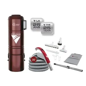Cyclovac CycloVac Quartz Exclusive central vacuum 25-year warranty + luxury accessory kit with 35-foot hose