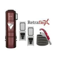Combo Retraflex - CycloVac H725 central vacuum with 2 Retraflex 40 feet with hose cover including accessories and installation kit