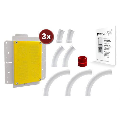 Cyclovac HD925 Hybride avec 3 prises et boyaux de 40 pieds rétractables Retraflex comprenant les accessoires et l'ensemble d'installation