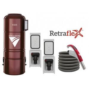 Cyclovac Cyclovac H325 vacuum cleaner with 50' hose, accessory kit and 2 Retraflex socket installation kit