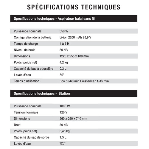 JohnnyVac Aspirateur sans fil Serenity avec station de vidange et de recharge