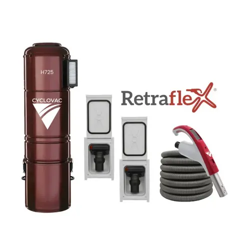 Retractable hose central vacuum kit
