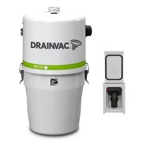Drainvac Retraflex Combo - DrainVac Eco with 1 Retraflex outlet including installation kit, accessories and a 50-foot retractable hose Drainvac Retraflex Combo - DrainVac Eco with 1 Retraflex outlet including installation kit, accessories and a 50-foot retractable hose