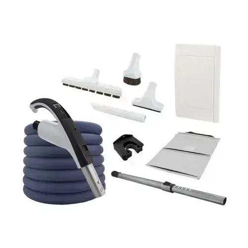 Drainvac Combo Retraflex - DrainVac Eco avec 1 prise Retraflex comprenant l'ensemble d'installation ainsi que les accessoires et un boyau rétractable de 40 pieds