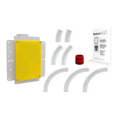 Drainvac Combo Retraflex - DrainVac Eco avec 1 prise Retraflex comprenant l'ensemble d'installation ainsi que les accessoires et un boyau rétractable de 40 pieds