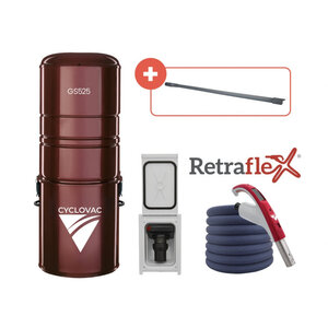 Cyclovac Aspirateur central CycloVac GS525 avec combo Rétraflex 1 prise et un boyau de 40 pieds Cyclovac Aspirateur central CycloVac GS525 avec combo Rétraflex 1 prise et un boyau de 40 pieds