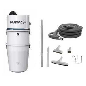 Drainvac Aspirateur central Drainvac Cyclonik DV1R800 + kit d'accessoires de luxe avec boyau de 35 pieds Drainvac Aspirateur central Drainvac Cyclonik DV1R800 + kit d'accessoires de luxe avec boyau de 35 pieds
