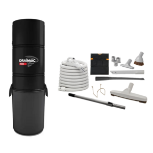 Drainvac Drainvac DV700 Dark Edition Central vacuum cleaner + 35' hose deluxe accessory kit