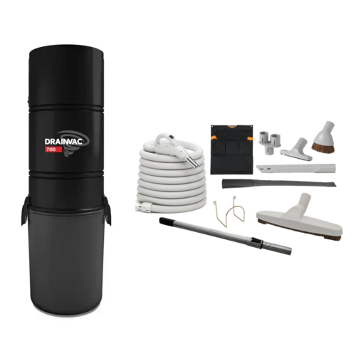 Drainvac Aspirateur central Drainvac DV700 Dark Edition + Kit d'accessoires et boyau de 35 pieds