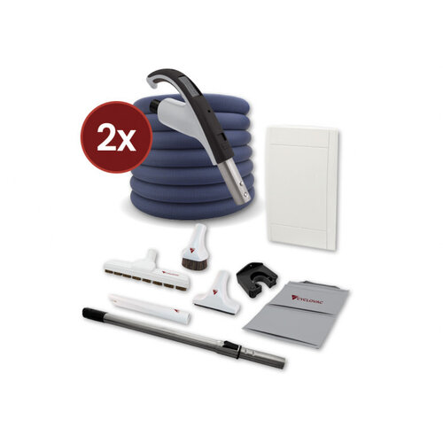 Cyclovac Combo Aspirateur central Cyclovac Quartz Exclusive avec 2 ensembles boyaux Rétraflex 40'