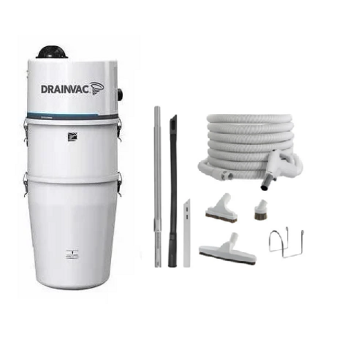 Drainvac Cyclonik DV1R800 Central Vacuum + Deluxe Accessory Kit with 35ft Hose