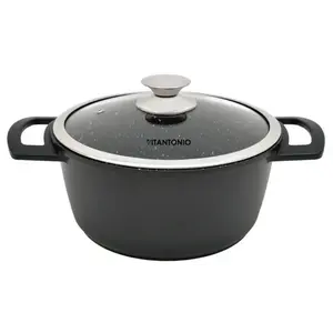 Vitantonio Casserole 24cm avec couvercle en verre antiadhésif 5L Vitantonio