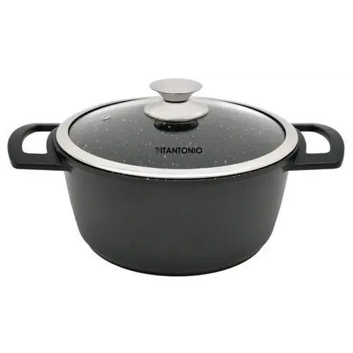 Vitantonio Casserole 24cm avec couvercle en verre antiadhésif 5L Vitantonio