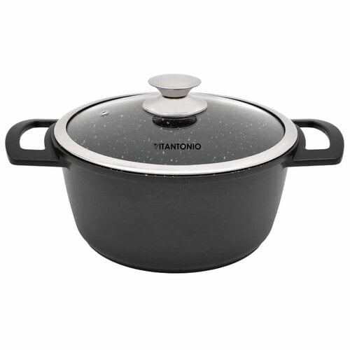Vitantonio Faitout antiadhésif 28 cm avec couvercle en verre 7 L Vitantonio