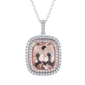 Morganite & Diamond Pendant Necklace
