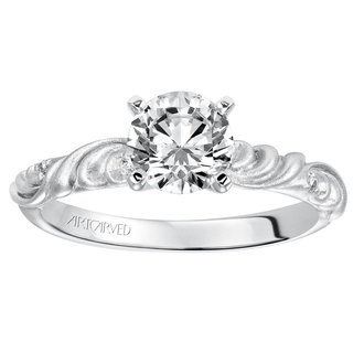Floral Carved Engagement Ring