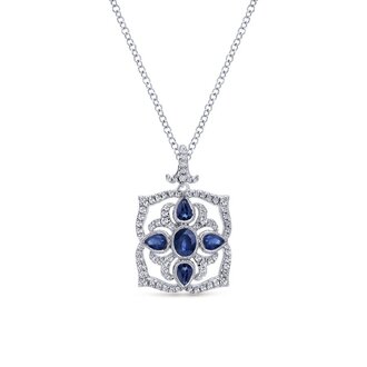 Sapphire & Diamond Pendant Necklace