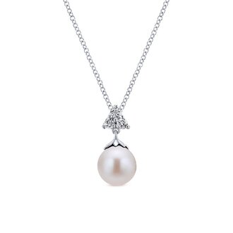 Cultured Pearl Gold Drop Necklace