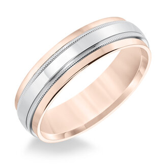 14K Gold Two-Tone Milgrain Wedding Band