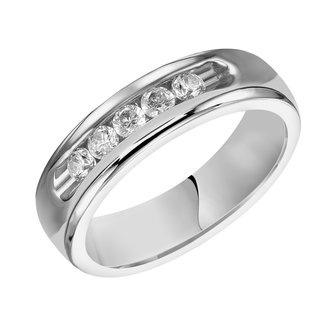 5-Stone Channel Cut Wedding Band