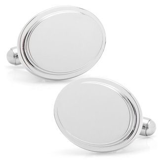 Stainless steel oval step engravable cufflinks