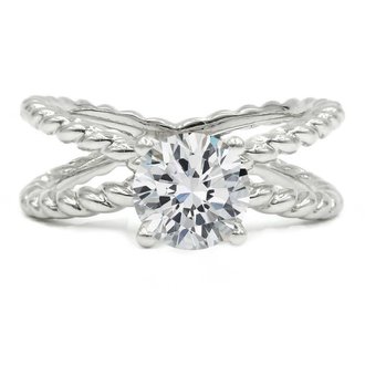 Dual Shank Solitaire Diamond Engagement Ring